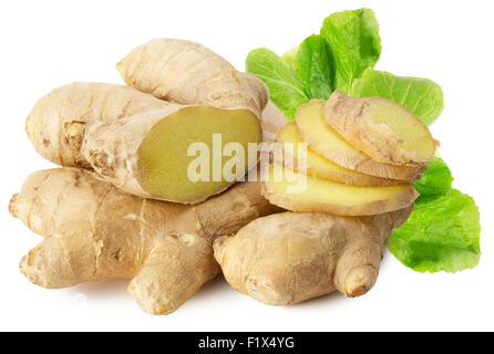 ginger roots isolated on the white background. Stock Photo