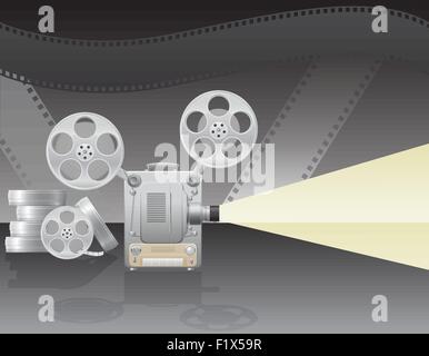cinema projector vector illustration on abstract background Stock Vector