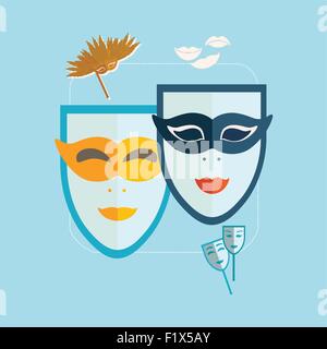 Carnival masks Venice Icon Stock Vector