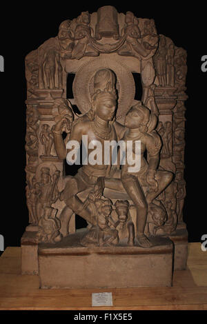 Sculpture of Uma Maheshwar, 11th century. 10th century AD. State Museum, Bhopal, Madhya Pradesh, India Stock Photo