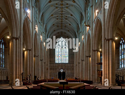 The Nave and the Great West Window of York Minster, City of York, Yorkshire, England, UK Stock Photo