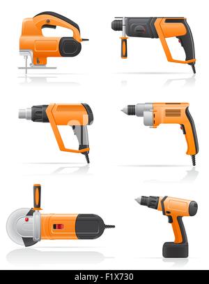 electric tools set icons vector illustration isolated on white background Stock Vector