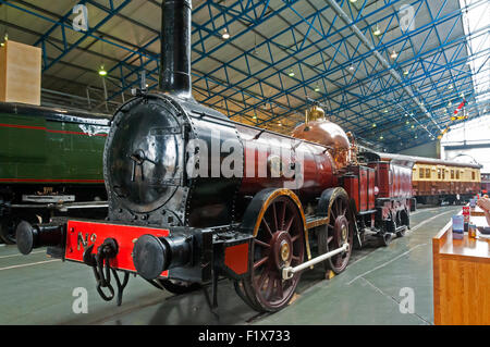 Furness Railway No.3, 'Old Coppernob' (built 1846), at the National Railway Museum, City of York, Yorkshire, England, UK Stock Photo