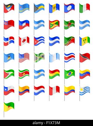 flags North and South Americas countries vector illustration isolated on white background Stock Vector
