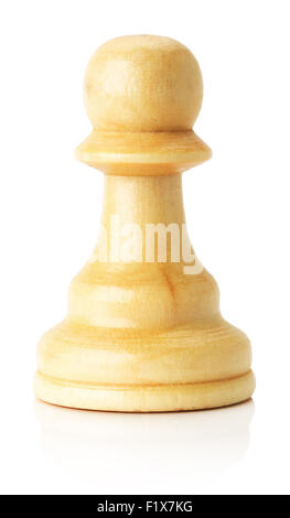 white wooden chess pawn on the white background. Stock Photo