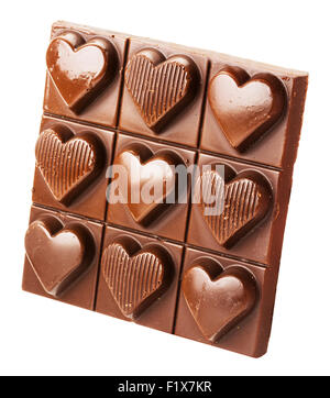 chocolate with hearts isolated on the white background. Stock Photo