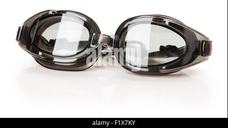 black swimming glasses isolated on the white background. Stock Photo