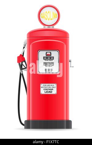 red gasoline filling old retro vector illustration isolated on white background Stock Vector