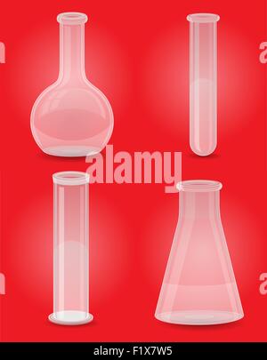 glass test tube set icons vector illustration isolated in red background Stock Vector