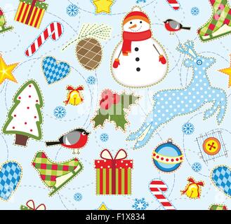 Seamless bright background with symbols of winter Stock Vector