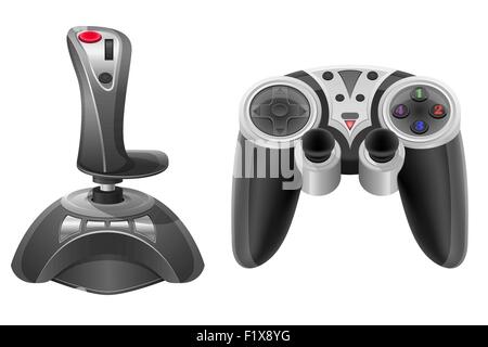 Set of game joysticks on an isolated white background. Joypad for ...