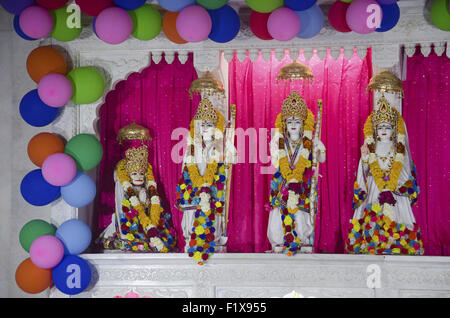 Lord Shriram, Lakshman, Seeta and Hanuman, Salasar Balaji Temple, Akola, Maharashtra, India Stock Photo