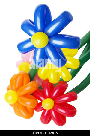 bouquet with colorful balloon flowers on the white background. Stock Photo