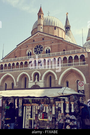 Stall selling candles and religious souvenirs in front of the Basilica di Sant' Antonio di Padova Veneto Italy Europe Stock Photo