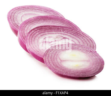 red onion rings isolated on the white background. Stock Photo