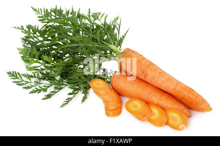ripe carrot with sliches on the white background. Stock Photo