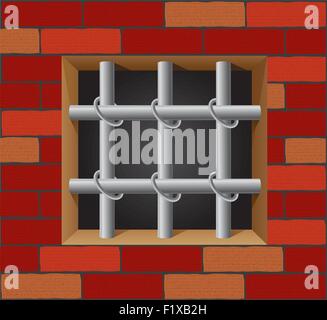 prison bars on brick wall vector illustration Stock Vector
