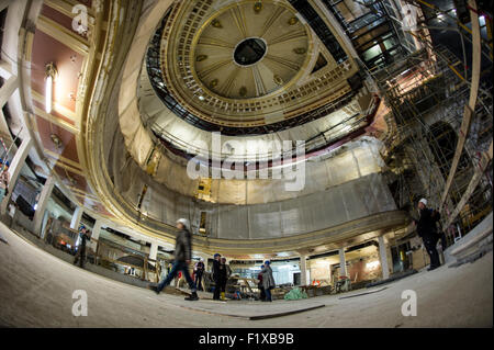 Berlin, Germany. 08th Sep, 2015. The restored hall ceiling of the Berlin State Opera in Berlin, Germany, 08 September 2015. The re-opening of the opera house is scheduled for autumn 2017. Photo: PAUL ZINKEN/dpa/Alamy Live News Stock Photo