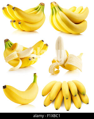 set of bananas isolated on the white background. Stock Photo