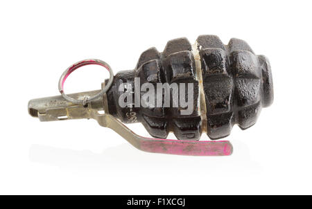 Old combat grenade isolated on a white background Stock Photo - Alamy