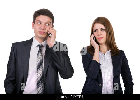Young people talking on the phones Stock Photo