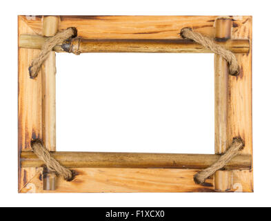 bamboo photo frame isolated on white background. Stock Photo