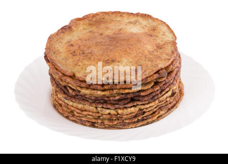 chocolate chip pancakes on a white. Stock Photo