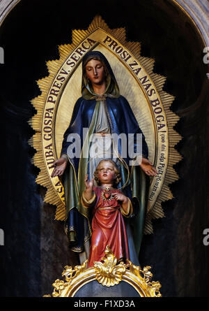 Altar of the Virgin Mary in the St Nicholas Cathedral in Ljubljana, Slovenia on June 30, 2015 Stock Photo