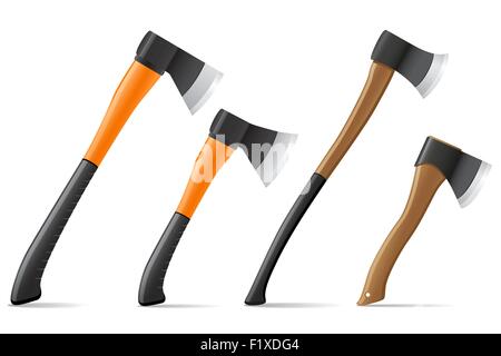 tool axe with wooden and plastic handle vector illustration isolated on white background Stock Vector