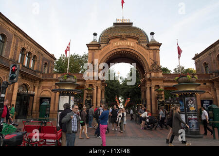 Entrance archway to the Tivoli Gardens amusement park in Copenhagen, Denmark Stock Photo