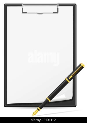 clipboard blank sheet of paper and pen vector illustration isolated on white background Stock Vector