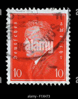 Stamp printed in the German Reich shows Friedrich Ebert (1871-1925), 1st President of the German Reich, circa 1928. Stock Photo