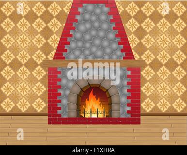 fireplace in the room vector illustration Stock Vector