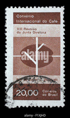Stamp printed by Brazil shows International Coffee Convention, Rio de Janeiro, circa 1961. Stock Photo