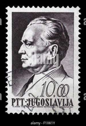 YUGOSLAVIA - CIRCA 1968: A stamp printed in Yugoslavia, is depicted Josip Broz Tito, circa 1968 Stock Photo