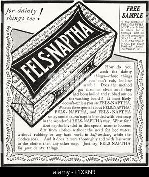 1920s advertisement. Advert dated 1923 advertising Fels-Naptha soap. Stock Photo