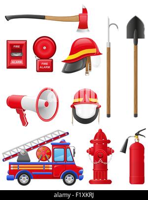 set icons of firefighting equipment vector illustration isolated on ...
