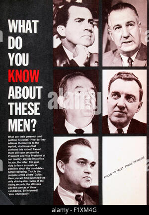 1968 U.S. Presidential Voter's Guide showing portraits of the candidates running for office Stock Photo