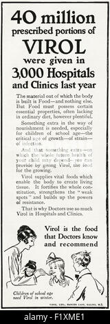 1920s advertisement. Advert dated 1923 advertising Virol health food. Stock Photo