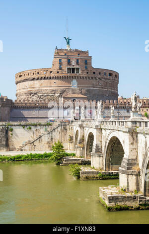 Castel' Sant Angelo from Ponte Sant'angelo Lungotevere Castello Roma Rome  Lazio Italy EU Europe Stock Photo