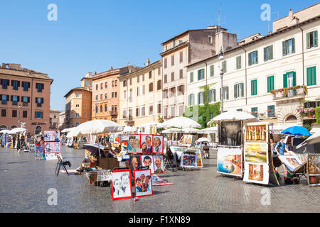 Artists painting and selling artwork in the Piazza Navona Rome italy Roma lazio italy eu europe