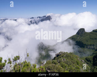 View of the central massif of Madeira from a viewpoint by Bica de Cana Stock Photo