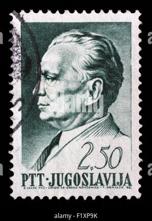 YUGOSLAVIA - CIRCA 1968: A stamp printed in Yugoslavia, is depicted Josip Broz Tito, circa 1968 Stock Photo