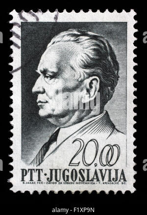 YUGOSLAVIA - CIRCA 1968: A stamp printed in Yugoslavia, is depicted Josip Broz Tito, circa 1968 Stock Photo