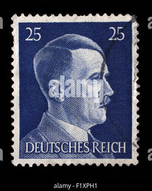 GERMAN REICH - CIRCA 1941: A stamp printed in Germany shows image of Adolf Hitler, series, 1941. Stock Photo