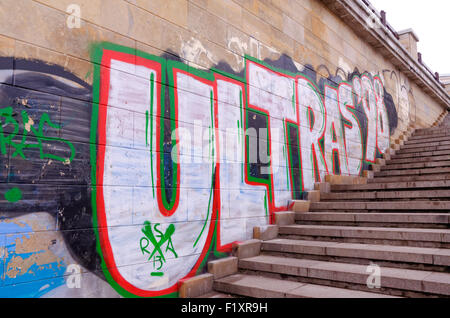 Russian ultras - graffiti promoting the violent football supporters in Russia, Kazan, Tatarstan Stock Photo