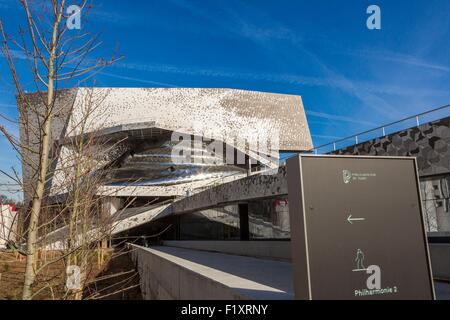 France, Paris, The Philarmonie de Paris by the architecte Jean Nouvel, finishing touch Stock Photo