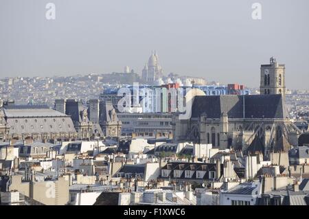 France, Paris, Beaubourg and views of the Paris Nord e (aerial view) Stock Photo