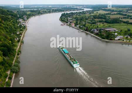 France, Seine Maritime, Parc Naturel Regional des Boucles de la Seine Normande (Natural regional park of Boucles de la Seine Normande), the cruise ship company Croisieurope (aerial view) Stock Photo