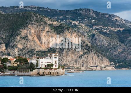 France, Alpes Maritimes, Beaulieu sur Mer, Villa Kerylos, designed and built between 1902 and 1908 by the architect Emmanuel Pontremoli, on the model of the villas of ancient Greece Stock Photo